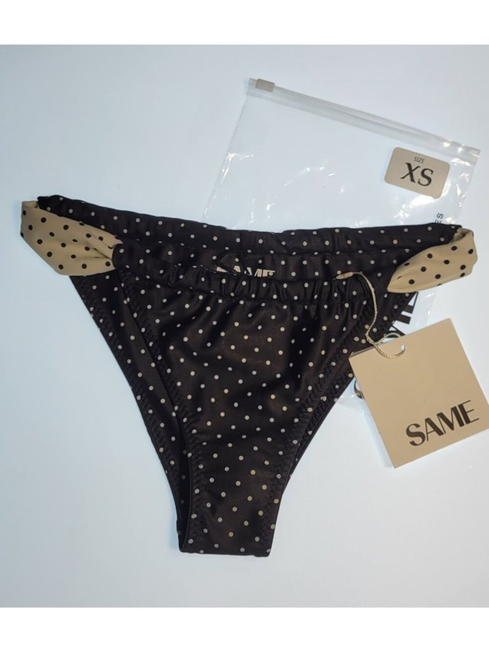 SAME Los Angeles Bottom Swim Womens Mid Rise Polka Dot Xsmall Black/white